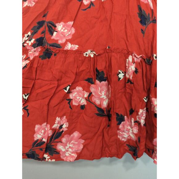 Valencia & Vine Red Floral Mini Blouson Tiered Dress Medium NWT Summer Chic Boho - Picture 5 of 9